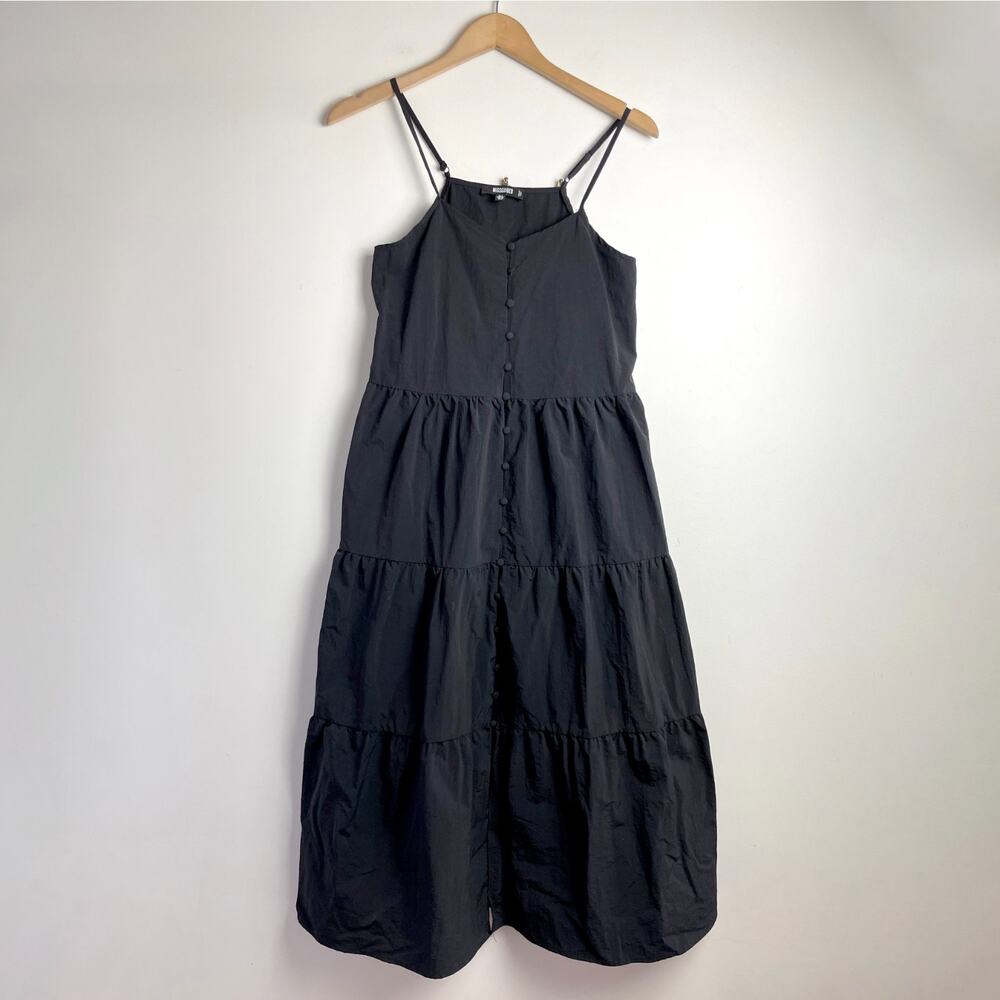 Black Tiered Summer‎ Maxi Dress Sundress Sz 4 Minimalist Lightweight Resort